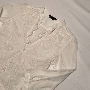BCBGMaxazria White Drop Waist Embroidered Dress